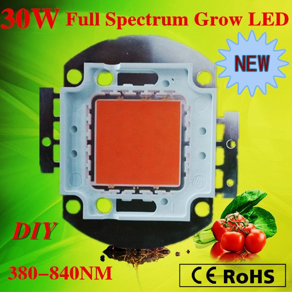LED Bitki Işık Çip Büyümek Süper Yoğunluk Kapalı Büyümek LED Işık Tam Spektrum 380-840nm 30 W COB Ücretsiz Kargo Büyüyen LED