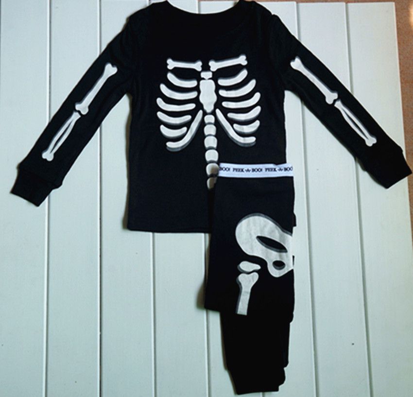 Human Skeleton Glow In The Night Halloween Kids Pajamas Baby Sleepwear
