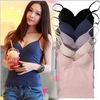 Sexy Built in Bra Tops 6 colors Padded Cozy Adjustable Strap Base Camisole Racerback Deep V-Neck Wire Bra Tank Tops T-Shirt + Free Shipping