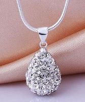 Wholesale Lowest Price Best Gift New Arrivals Pave Shamballa Water Drop Crystal Pendant Necklace High Quality Rhinestones Women Hot