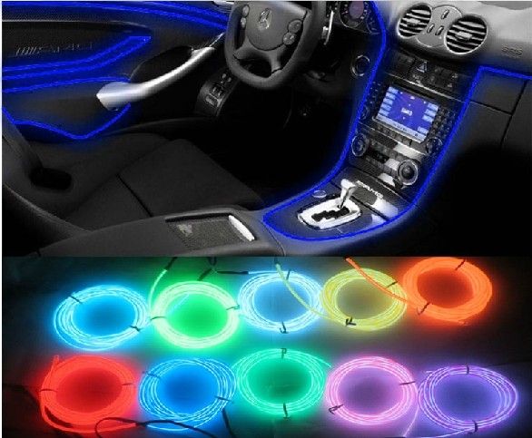 Car Accessories Interior Flexible Neon Light Atmosphere Lamp El Glow Wire Rope With Cigarette Lighter For Christmas Wedding Auto Decoration Led Lights