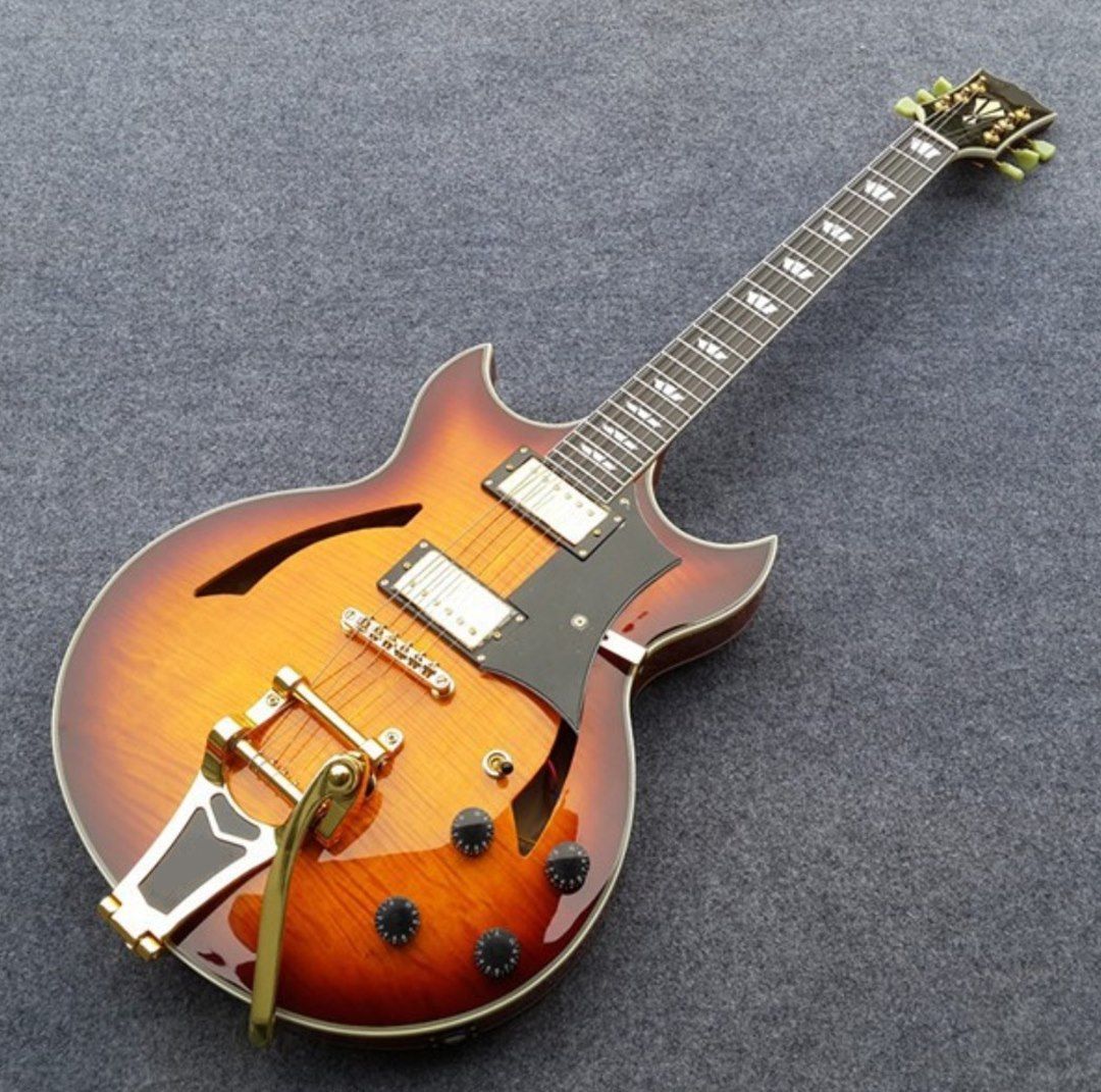 New SG Jazz Hollow Body Electric Guitar Electric Guitar With Gold From Musolandteresa, 262.32