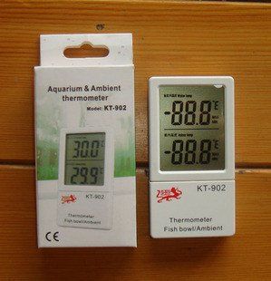 Gloednieuwe Aquarium Aquarium Thermometer Draadloze Sensor in Out Thermometer KT-902 KT 902 Gratis verzending