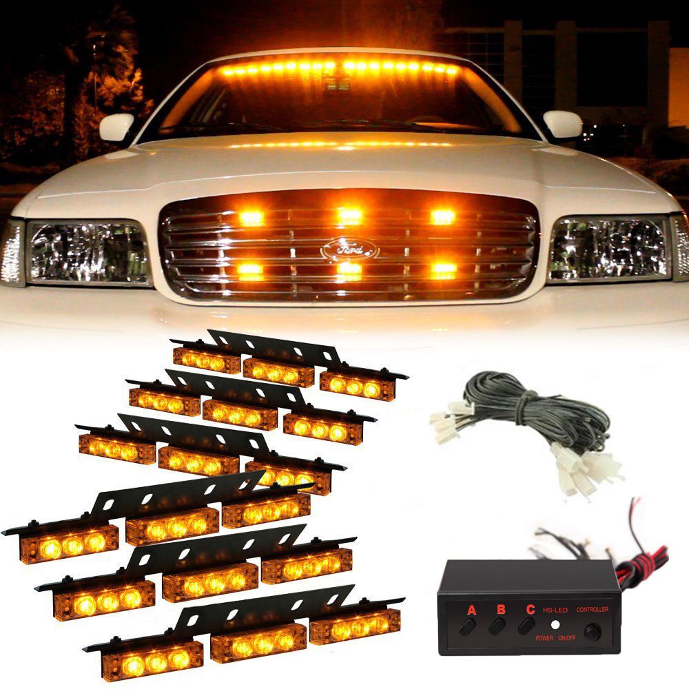 Amber/White/White &Amber 54 LED Emergency Vehicle Strobe Flash Lights
