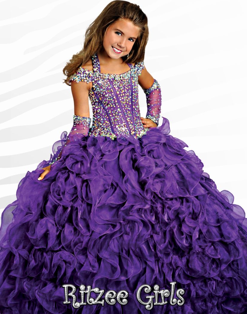 Klein meisje Pageant Jurken Off The Shoulder Purple Organza Lace Up Kids Party Toga Kralen Crystal Gowns Ruffle Jurk