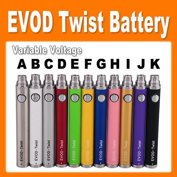 

EGO Evod Twist Variable Voltage Battery E cigarette Battery 650mAh/900mah/1100mah for ego MT3/CE4/CE5/CE6 Atomizer e cig