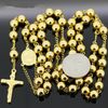 Silver/Gold/Black Pick Heavey fashion MEN`S HEAVY SOLID STAINLESS STEEL(30''+5.5'')8mm ROSARY NECKLACE*106g