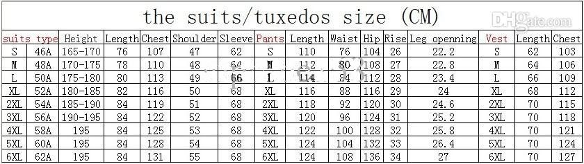 Suit Size Chart By Height And Weight