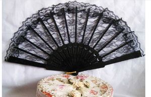 Classic Vintage High Quality Lady's Girl's Vintage Retro Flower Lace Handheld Folding Hand Fan Dance Fan (Black) For Stage Performance