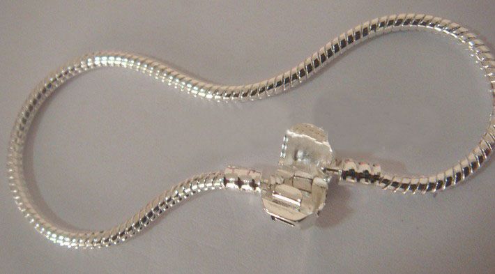 925 Sterling Silver amour serpent Snap Clasps argent bracelets chaîne chaîne serpent mousqueton fermoir européen charme bracelets mix taille 