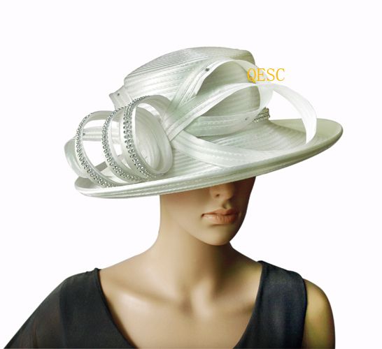 Cream/Ivory All Year Around Church Formal Hat With Rhinestones Band For