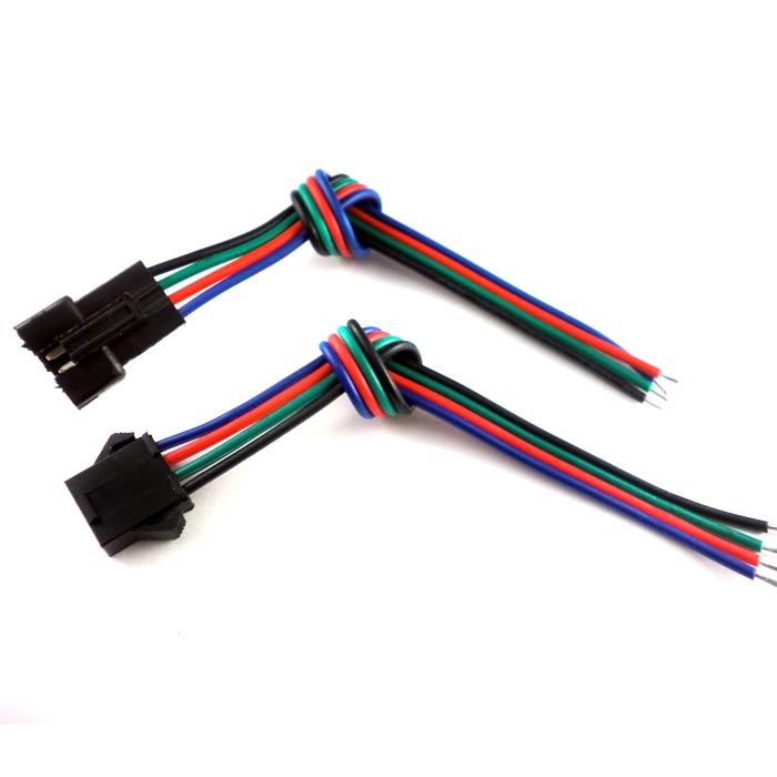 10 комплектов светодиодных разъемов JST «папа-мама» с 15-см 4-контактным кабелем RGB 22AWG с одной стороны для светодиодных полосок RGB 3528 50508576185