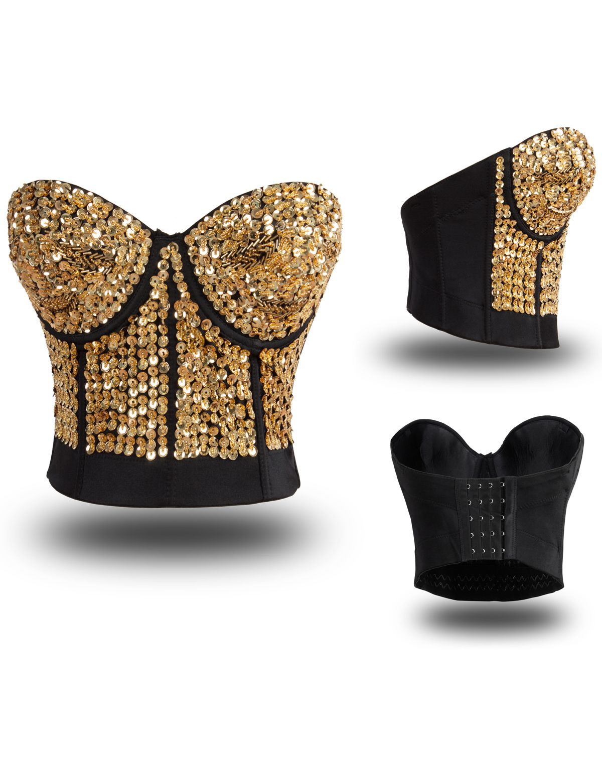 gold sequin corset top