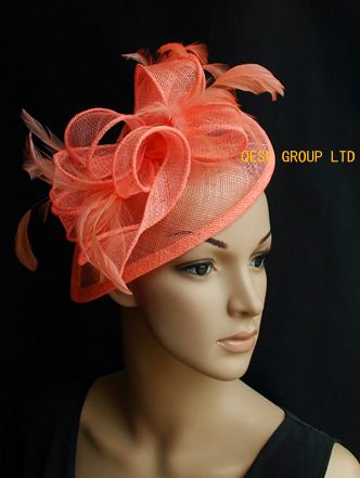 coral wedding hat