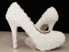 Spedizione gratuita elegante pizzo bianco perline scarpe da sposa 4 pollici tacchi alti scarpe da sposa scarpe da damigella d'onore donna pompe abito formale