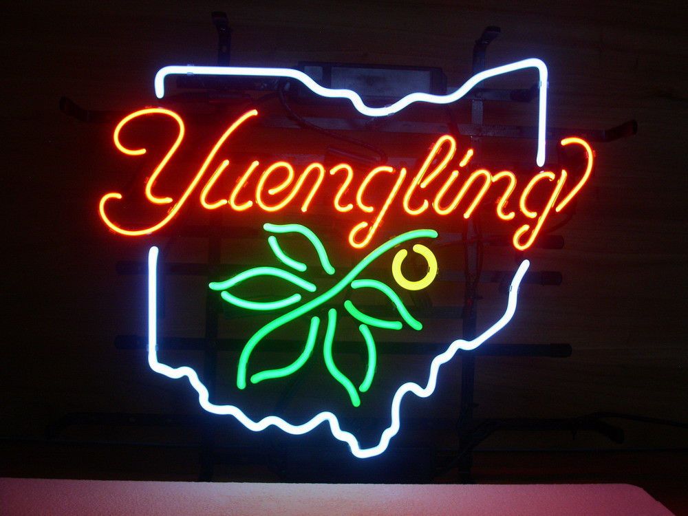 NEW YUENGLING OHIO STATE BUCKEYE REAL GLASS NEON LIGHT