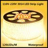 Mais novo 10M 3014 120 LEDs SMD 220V à prova d'água IP67 quente e frio branco LED luzes listradas com um plugue de cabo de alimentação da UE para luz de Natali9868243