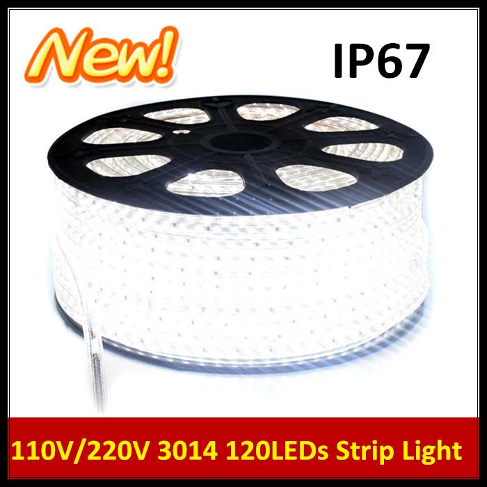 I nuovi 10M 3014 120 LED SMD 220V Waterproof IP67 Warm White White LED Stripe Lights con spina di alimentazione EU per illuminazione natalizia