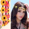 Groothandel Boheemse hoofdband voor dames drie bloemen gevlochten lederen elastische hoofdband zonnebloem haarband diverse kleuren haarversieringen