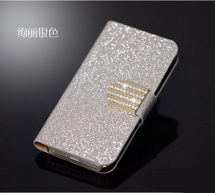 Wholesale - Bling Wallet Luxo Couro Magnetic Flip Case para iPhone 4 / 4S iPhone5 5s I4 I5