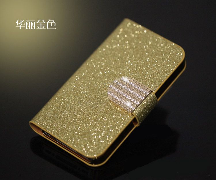 Wholesale - Bling Wallet Luxury Leather Magnetic Flip Cover Case For iPhone 4/4S iphone5 5s i4 i5