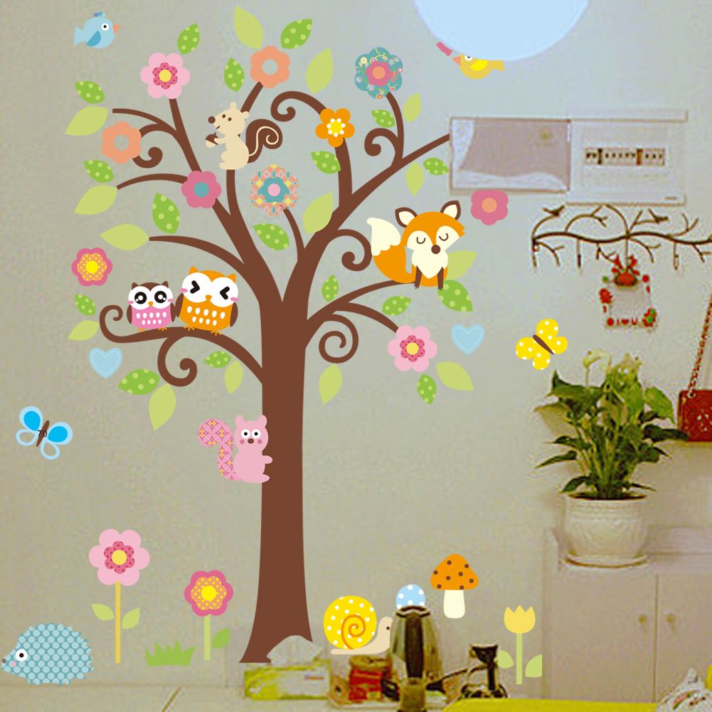 Removable Large Tree Wall Stickers For Children Room Animals Removable Large Tree Wall Stickers For Children Room Animals Cartoon Nursery Decals Spiderman Sports From Flylife
