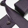 Mäns Slips Cuff Länkar Handkerchief Artifical Silk Polyster Vanligt Tie 3 st Tie Set Fashion Bussines Slips 12st / Lot # 7014