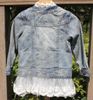 Langarm Jeansjacke Tops Mäntel Mädchen Nette Lace Jacken Mode Prinzessin Casual Mantel Blau Denim Jacke Kinder Kleidung Kinder Outwear