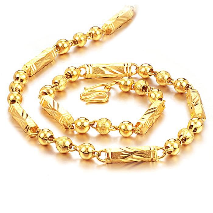 24Kゴールド充填ネックレスの長さ：55cm、幅：5mm、重量：45g、送料無料