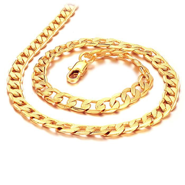 Wholesale Real Fine 24k Gold Filled Necklace Length 50cm, Width 7mm