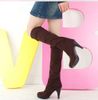 Горячие продажи Женская обувь над коленом бедра эластичные высокие каблуки размер загрузки 35-39 черный коричневый сексуальный