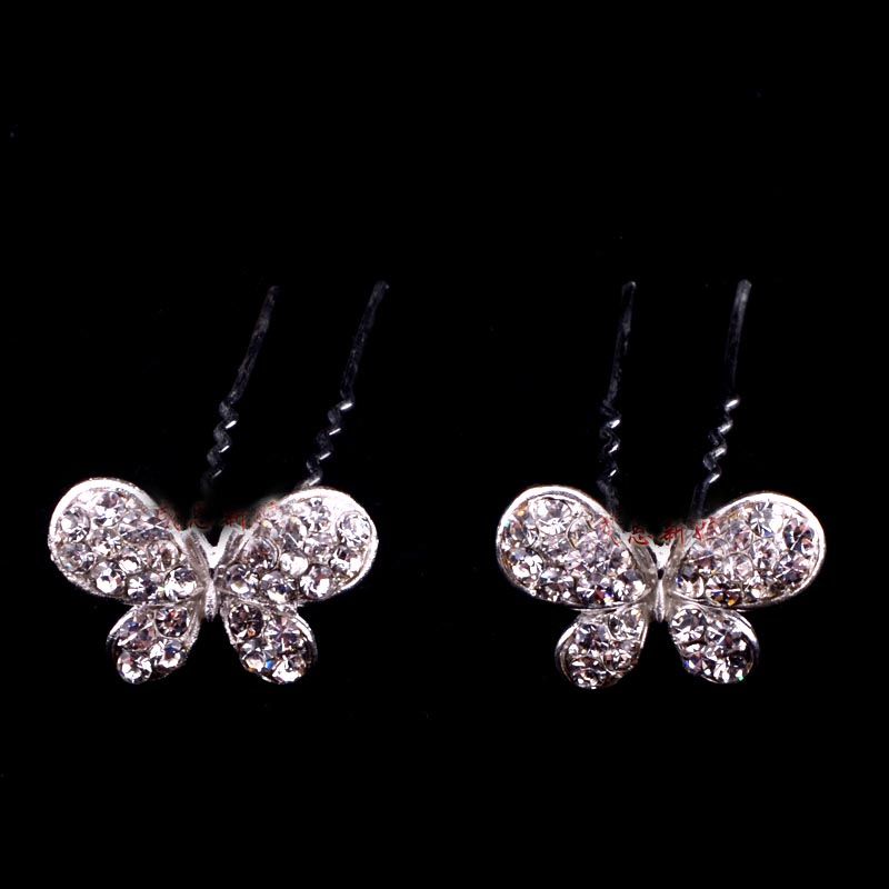 

10pcs/lot Red/White Crystal Butterfly Hair Clips Wedding Accessories Fashion Jewelry XN0314