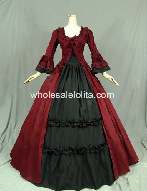 Vino gótico rojo y negro vestido de época victoriana Vestido de reenactment vestido de fiesta Vino gótico rojo y negro vestido de época victoriana Vestido de reenactment vestido de fiesta