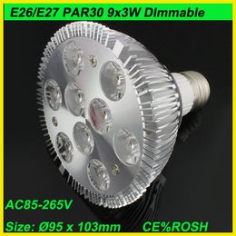 4pcs/lot Dropship E27 9X3W led lamp Par30 PAR 30 LED Bulb Lamp Light 85-256V with 7leds Light years