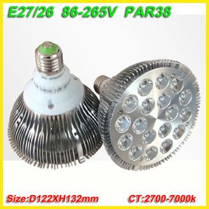 8pcs AC 110V 220V 240V 54W PAR 38 PAR38 Светодиодная лампа с высокой мощностью 6500K 4300K ​​9000K для ювелирного стола розовый красно-синий зеленый желтый E27 18x3W Light 85-256V с 18 светодиодными светильниками.