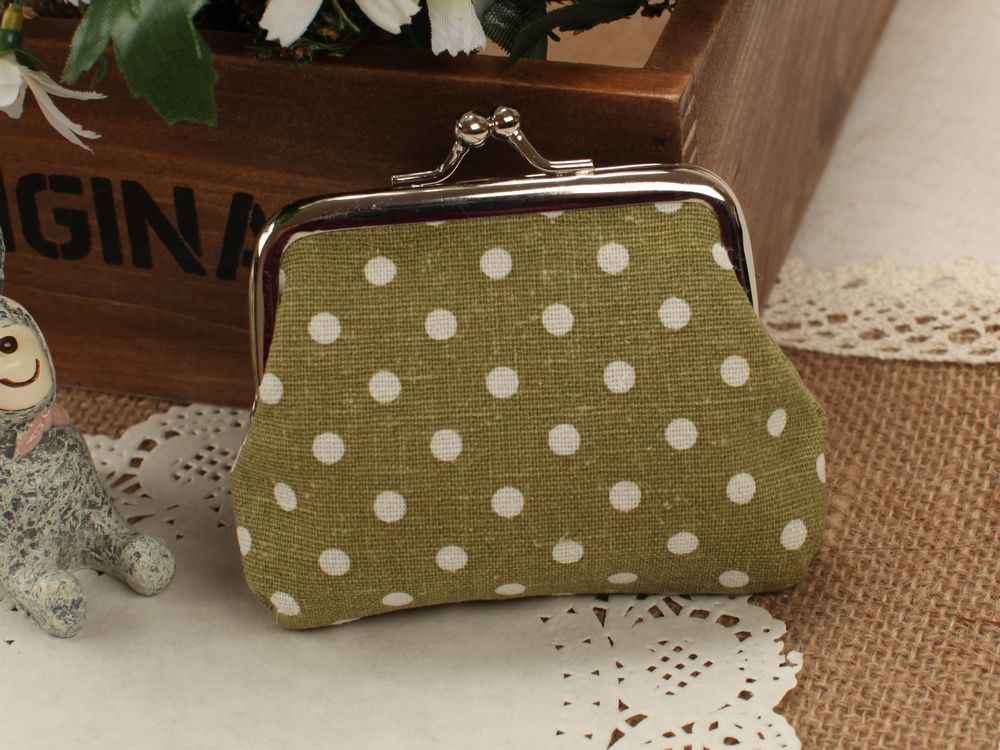 !Large Dot Cotton Fabric Buckle Purse Coin Purse Money Bag Coin Wallet