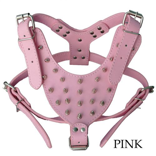 2019 Pitbull Masiff No Pull Dog Harness Pink Leather Dog Harnesses Dog