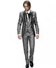 Classic One Button Groom Tuxedos Light Grey Best man Peak Black Lapel Groomsman Men Wedding Suits Bridegroom (Jacket+Pants+Tie+Vest)J329