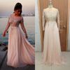 Oscar Elie Saab Sexy Long Sleeve Prom Dresses Sheer Beads Lace Appliques Chiffon Cheap Long Sleeve Evening Gowns 2014 Prom Dress