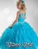 Blaues Festzugskleid für Mädchen, langes Festzugskleid für kleine Mädchen, Ballkleid, Blumenmädchenkleider für die Hochzeit, Cupcake-Kleider