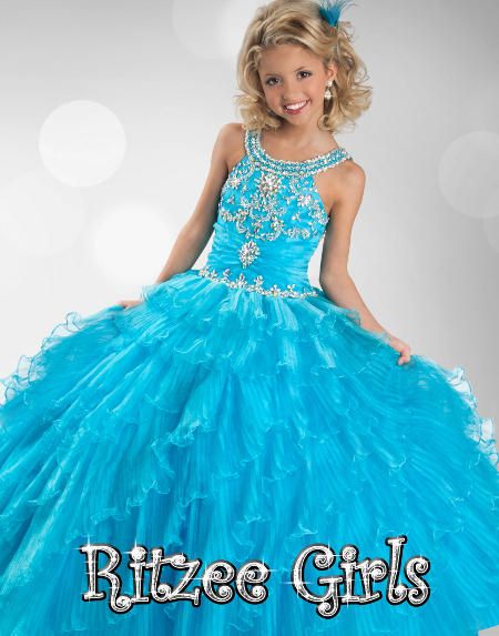 Blue Pageant Dress For Girls Long Length Little Girls Pageant Dresses Ball Gown Flower Girl Dresses For Wedding Cupcake Dresses