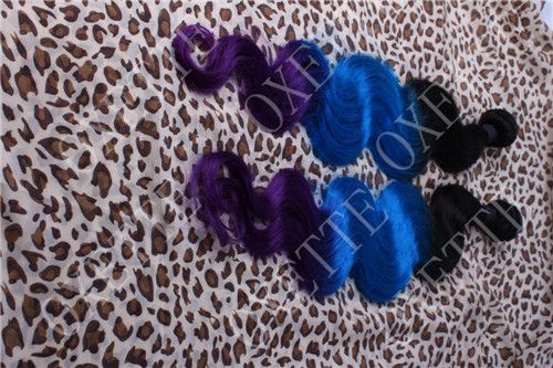 Oxette Dip Dye Blue Purple Ombre 100 Human Hair 5a Peruvian