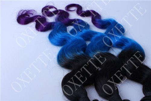 Oxette Dip Dye Blue Purple Ombre Body Wave Brazilian Human Hair Weaves Wavy Ombre Hair Extensions 12 30 Available Or Wavy Weave Hair Wet N Wavy Weave