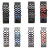 Specialpris LED -klocka Fashion Lava Style Iron Faceless Red Blue Digital Watch Armband Binary LED -handledsur för Man Women Gold