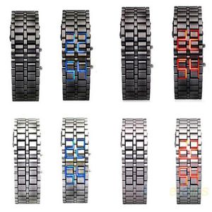 Sonderpreis LED-Uhr Mode Lava Stil Eisen gesichtslos rot blau Digitaluhr Armband binäre LED Armbanduhren für Mann Frauen Gold