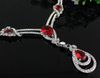 Hot Red Garnet Ruby Topaz Vit Guldpläterad Halsband Örhängen Smycken Set WS # 2