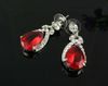 Hot Red Garnet Ruby Topaz White Gold Plated Naszyjnik Kolczyk Zestaw Biżuterii WS # 2