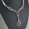 Hot Red Garnet Ruby Topaz Vit Guldpläterad Halsband Örhängen Smycken Set WS # 2