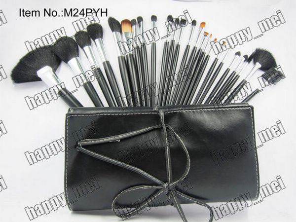 

Factory Direct DHL Free Shipping New Makeup Brushes MC 24 Pieces Brush Sets With Leather Pouch!