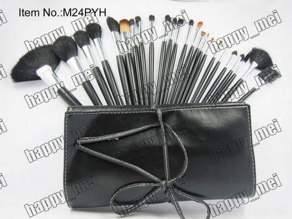 

factory direct dhl new makeup brushes mc 24 pieces brush sets with leather pouch